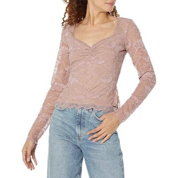 Guess Mauve Sweetheart Neck Lace Top • Coquette Fairycore Baddie Soft Girl Y2K - Picture 15 of 16